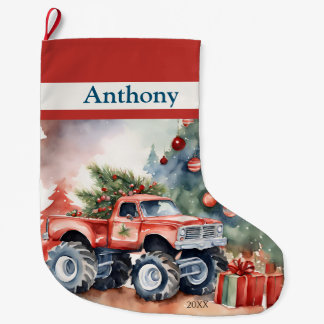 Grande Chaussette De Noël Garçons de camions Red Monster