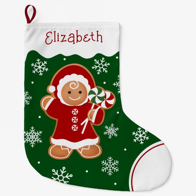 Grande Chaussette De Noël Gingerbread Girl with Peppermint Lollipops (Devant)