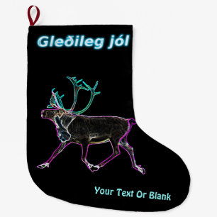 Grande Chaussette De Noël Gleðileg jól - Caribou électrique