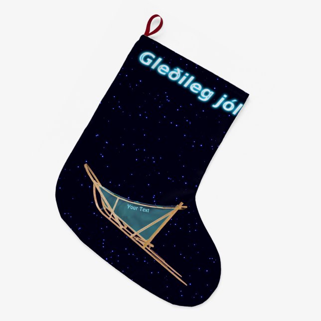 Grande Chaussette De Noël Gleðileg Jól - traîneau à chiens (Devant (Accrochage))
