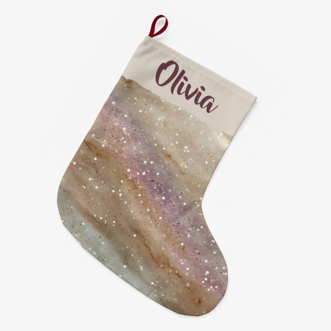 Grande Chaussette De Noël Glitter Personalized Name Christmas Stocking (Devant (Accrochage))