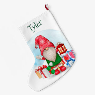 Grande Chaussette De Noël Gnome de Noël mignonne avec nom