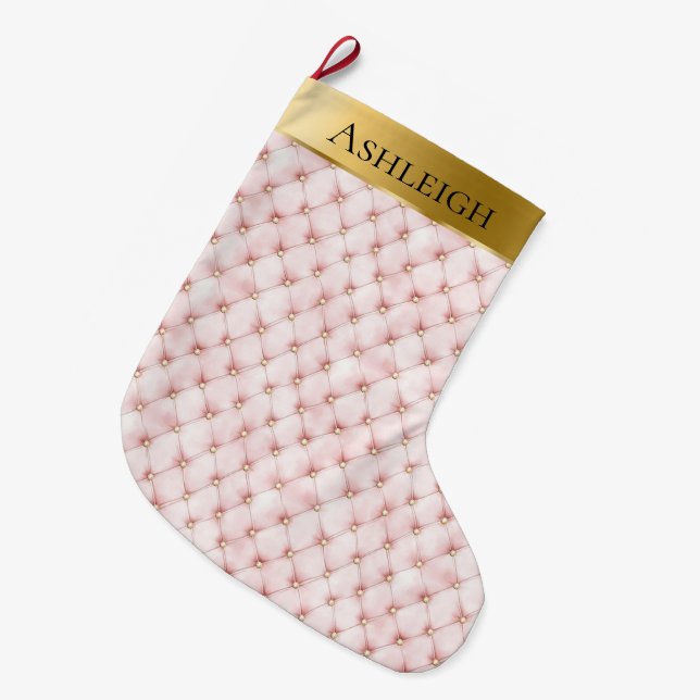 Grande Chaussette De Noël Gold Glam Pretty Chic Pink Noël (Devant (Accrochage))