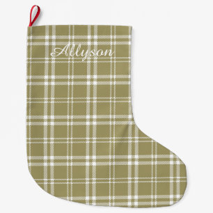 Grande Chaussette De Noël Gold Plaid