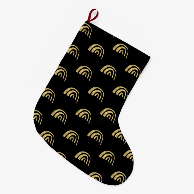 Grande Chaussette De Noël Gold Rainbow and black  (Devant (Accrochage))