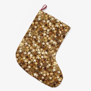 Grande Chaussette De Noël Gold Stars Confetti