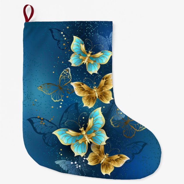 Grande Chaussette De Noël Golden butterflies (Devant)