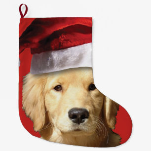 Grande Chaussette De Noël Golden retriever le père noël