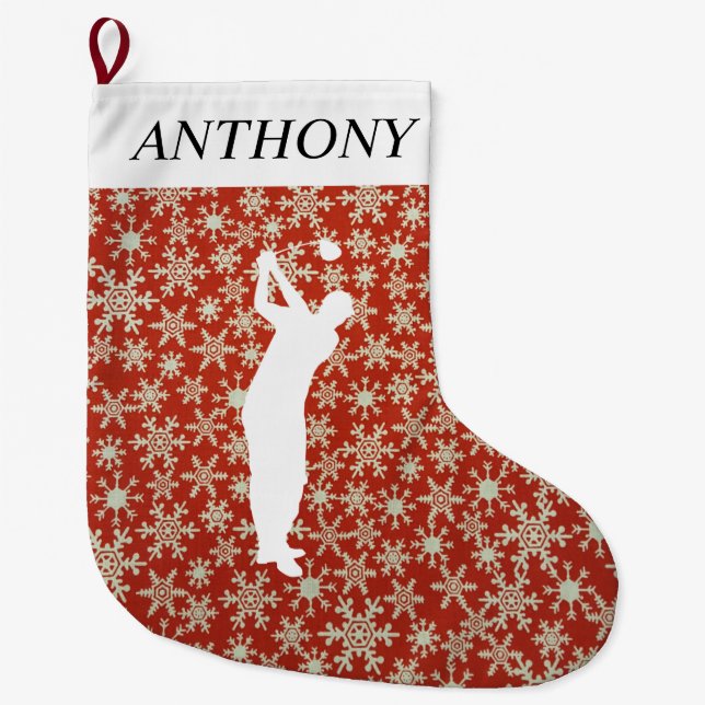 Grande Chaussette De Noël Golf Lover Sports Jeux rouges (Devant)