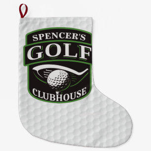 Grande Chaussette De Noël Golfer AJOUTER LE NOM Joueur Golf Ball Club Clubho