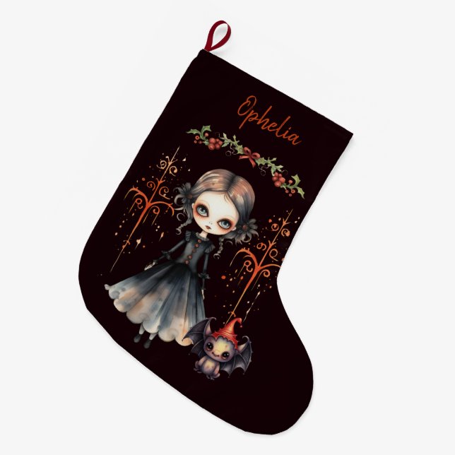 Grande Chaussette De Noël Gothique Fille Et Mignonne Critère (Devant (Accrochage))