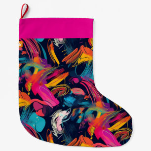 Grande Chaussette De Noël Graffiti éclaboussé de chaos vif