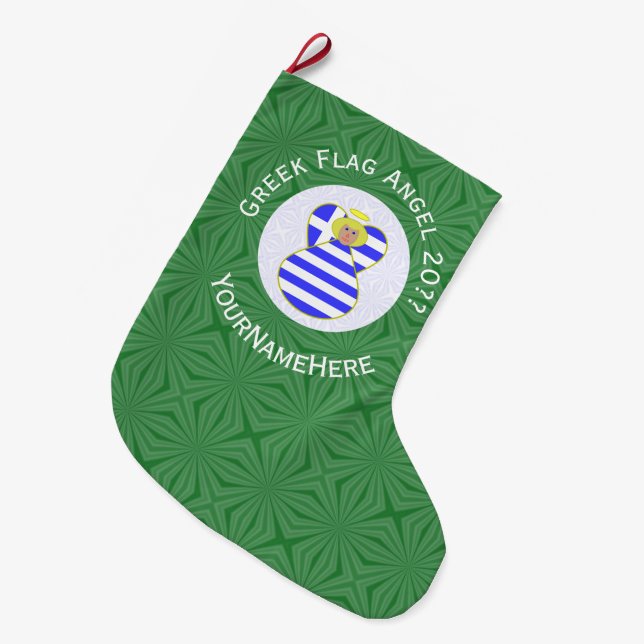 Grande Chaussette De Noël Grec Blonde Angel Noël Drapeau Personnalisé (Devant (Accrochage))