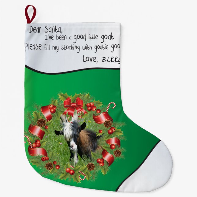 Grande Chaussette De Noël Green AJOUTER VOTRE CHÈQUE Photo - Nom Chère couro (Devant)