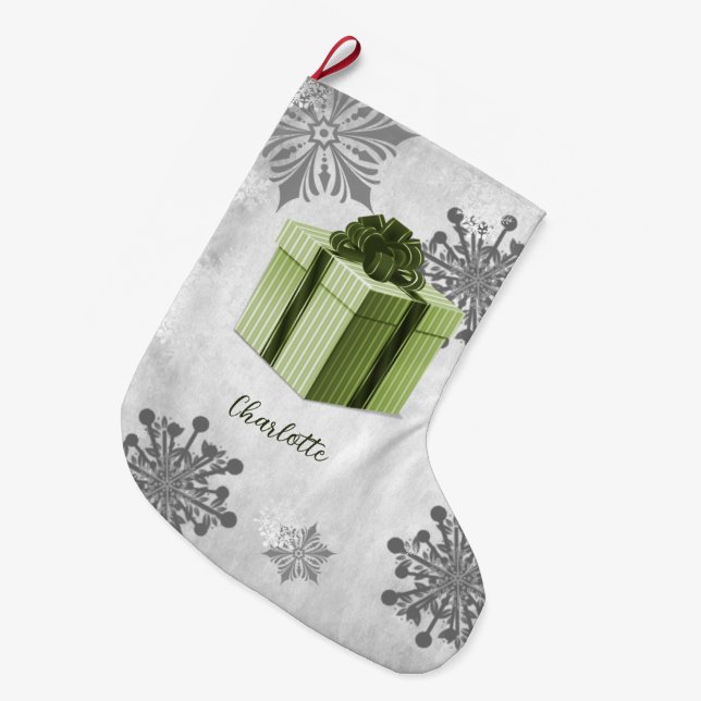 Grande Chaussette De Noël Green Christmas Cadeau Vacances Stocker (Devant (Accrochage))