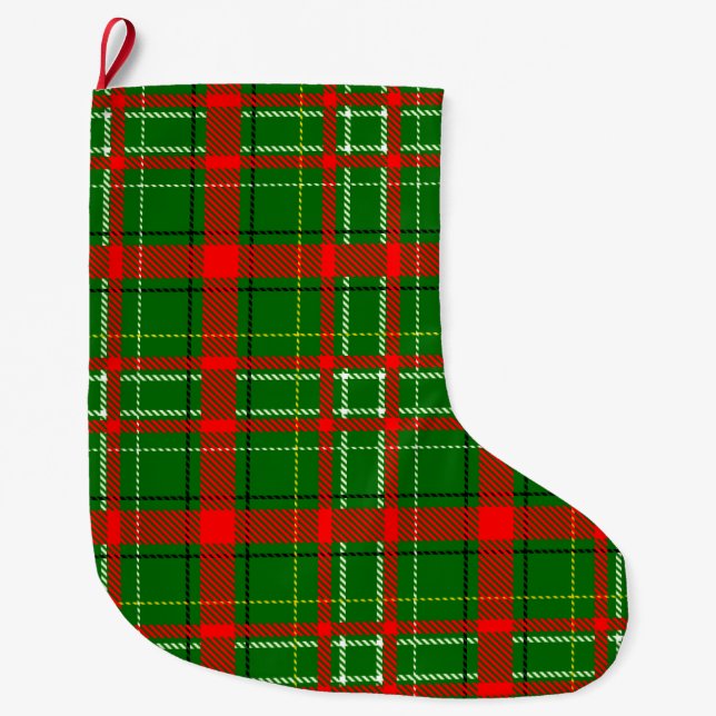 Grande Chaussette De Noël Green Christmas Tartan Plaid Pattern Design  (Devant)