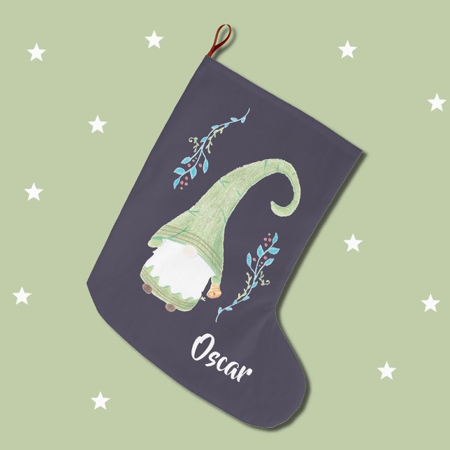 Grande Chaussette De Noël Green moderne suédois gnome bas de Noël (Créateur téléchargé)