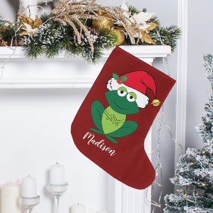 Grande Chaussette De Noël Grenouille mignonne de Noël