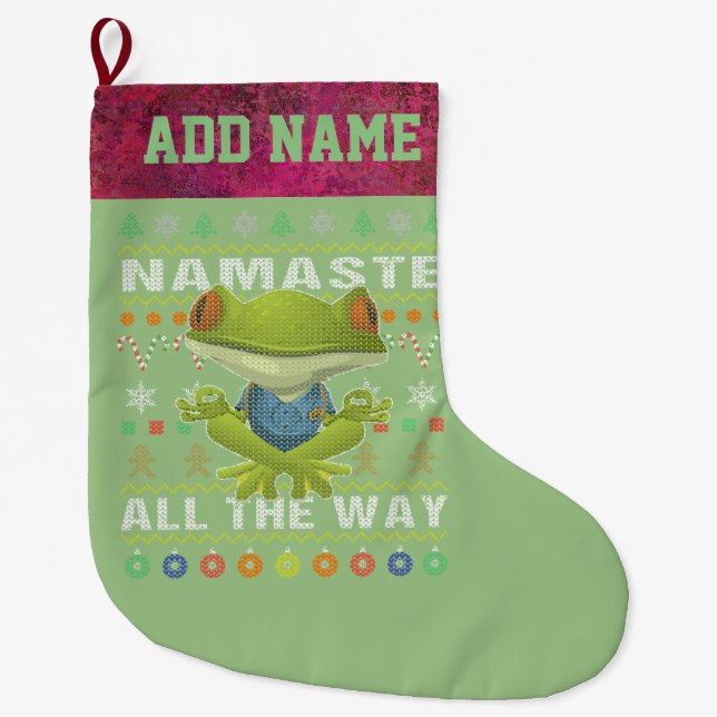 Grande Chaussette De Noël Grenouille Namaste Tout Le Chemin Vilain Noël (Devant)