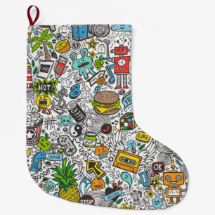 Grande Chaussette De Noël Griffonnage comique d'art de bruit