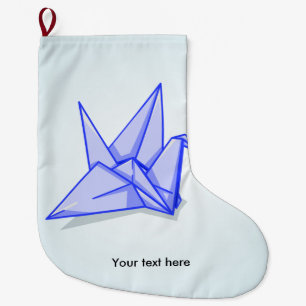 Grande Chaussette De Noël Grue d'origami bleu