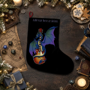 Grande Chaussette De Noël Guitare à explosion solaire Blue Dragon