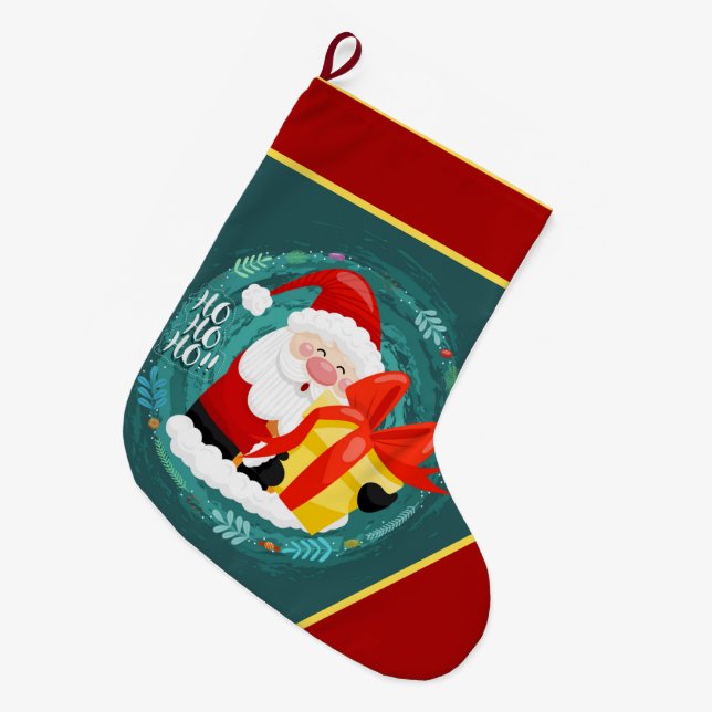 Grande Chaussette De Noël Ha Ha Joyeux Noël Grand Noël Stocker (Devant (Accrochage))