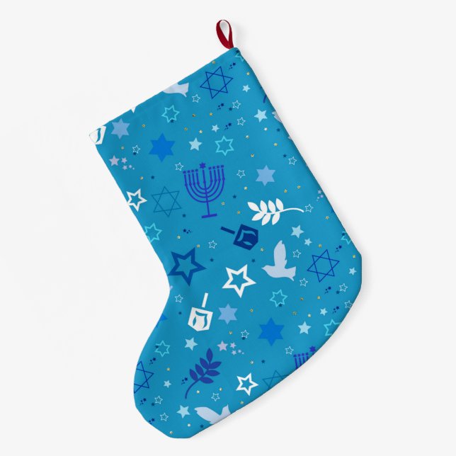Grande Chaussette De Noël Hanoukka Stars Stocking (Dos (Accrochage))