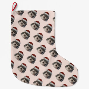 Grande Chaussette De Noël Hérisson De Noël Ou Opossum Portant Le Costum Père