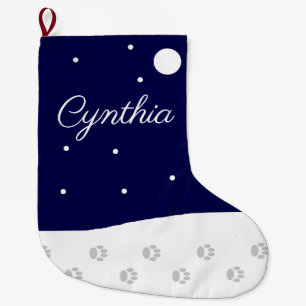 Grande Chaussette De Noël Heureux hiver rural :   