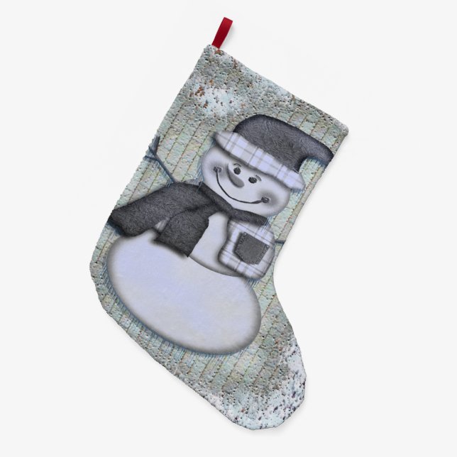 Grande Chaussette De Noël hiver Frost Snowman DECOR (Devant (Accrochage))