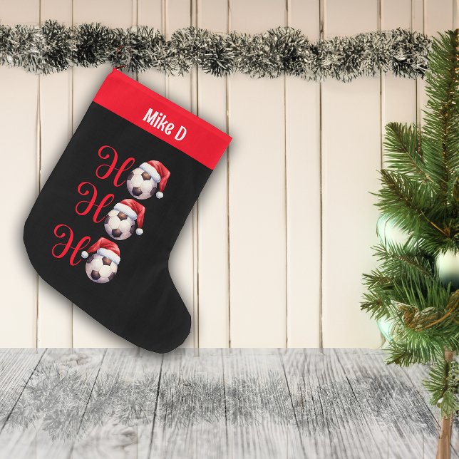 Grande Chaussette De Noël Ho Ho Ho Soccer Nom personnalisé (Créateur téléchargé)