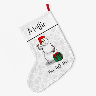 Grande Chaussette De Noël Ho Ho Joyeux Noël Père Noël mignonne Snowman