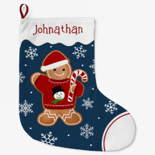 Grande Chaussette De Noël Homme en pain d'épices en pull