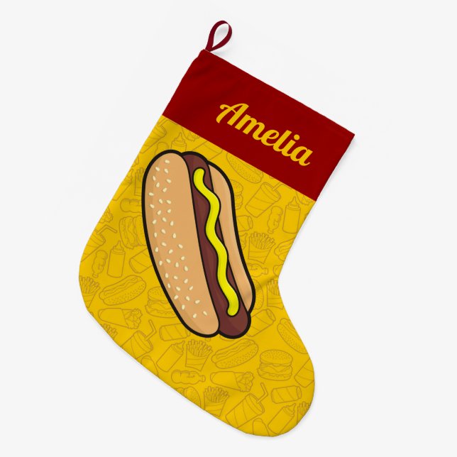 Grande Chaussette De Noël Hotdog (Devant (Accrochage))