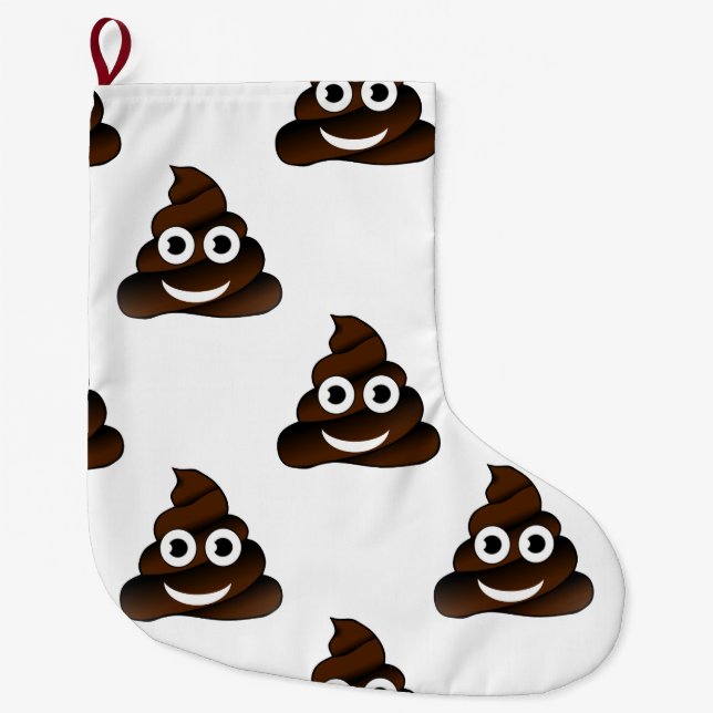 Grande Chaussette De Noël humoristique poop emoji xmas noël stockage (Devant)
