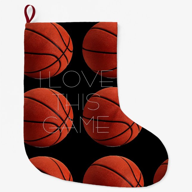Grande Chaussette De Noël I Love Basketball Close Up (Devant)