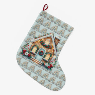 Grande Chaussette De Noël Illustration de vacances de maison en pain d'épice