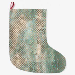 Grande Chaussette De Noël Impression Aqua White Gold Snake