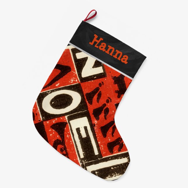 Grande Chaussette De Noël Impression bloc rouge Noel (Devant (Accrochage))