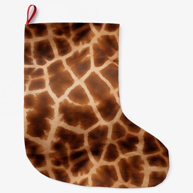 Grande Chaussette De Noël Impression de girafe Brown (Devant)