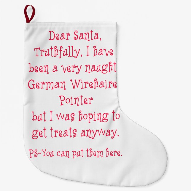 Grande Chaussette De Noël Indicateur à poils durs allemand vilain (Devant)