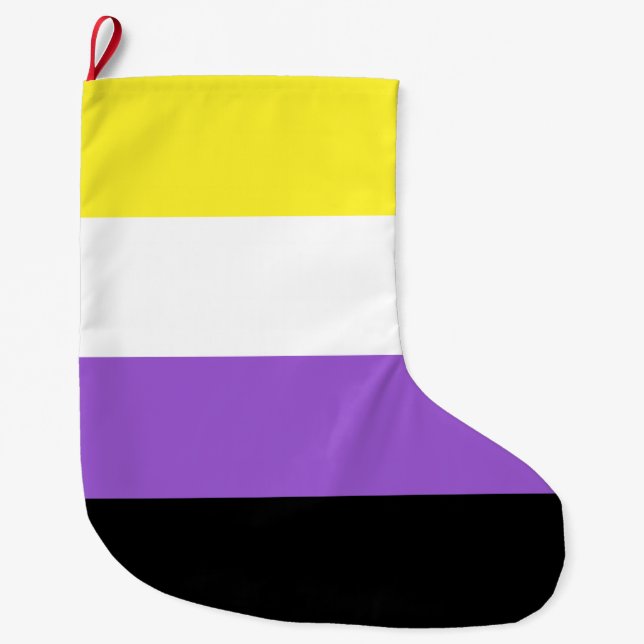 Grande Chaussette De Noël Indicateur de fierté non binaire (Devant)