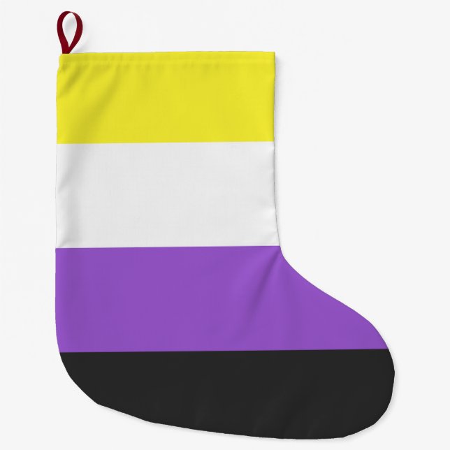 Grande Chaussette De Noël Indicateur Enby (Pride non binaire) (Devant)