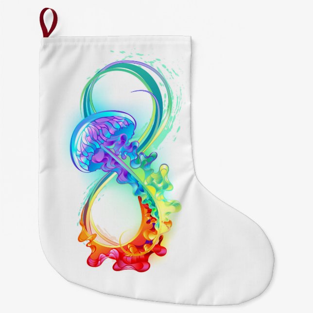 Grande Chaussette De Noël Infinity avec Rainbow Jellyfish (Devant)