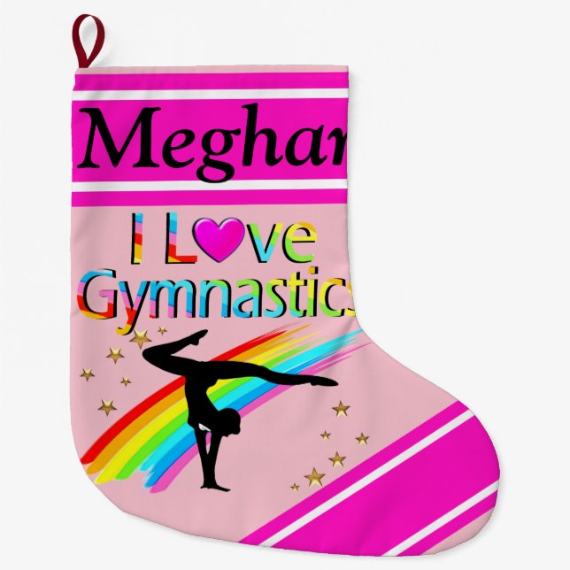 GRANDE CHAUSSETTE DE NOËL J'ADORE LES GYMNASTIQUES PERSONNALISÉS STOCKAGE DE (Devant)