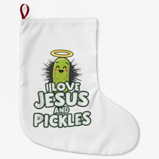 Grande Chaussette De Noël J'Aime Jésus Et Les Piquettes