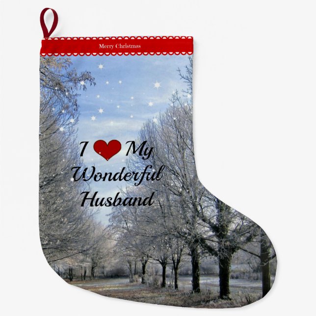 Grande Chaussette De Noël J'Aime Mon Merveilleux Mari (Devant)