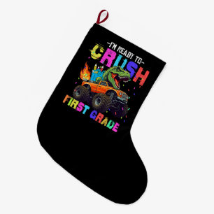 Grande Chaussette De Noël Je suis prêt à écraser le camion de dinosaures de