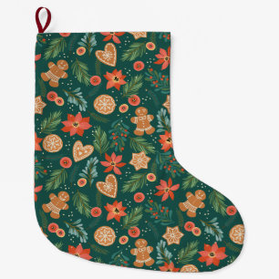 Grande Chaussette De Noël Joli Motif de Noël
